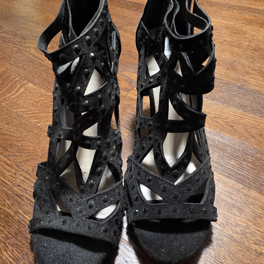 Stance Black Strappy Heels with Cutout Design